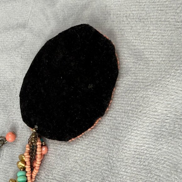 Beaded Multicolor Pendant Necklace Coral Turquoise Gold Colors Shell Accents - Picture 4 of 16